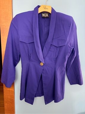 Vintage Pasta Purple Blazer Single-Button Jacket Medium Tailored